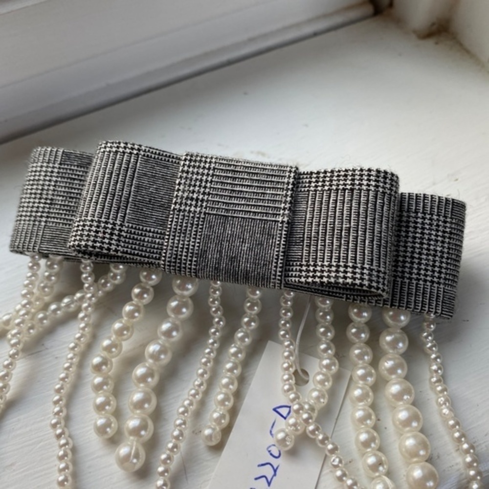 Anthropologie Houndstooth  Hair Bow Barrette - Picture 2 of 6